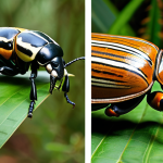 The Heavyweight Champion & Speedster**

A split image. On one side, a close-up of a massive Goliath Beetle, showcasing its size and intricate patterns on its exoskeleton, set against a backdrop of a lush, tropical African forest. On the other side, an Australian Tiger Beetle mid-sprint, blurred background to emphasize its speed, detail its large eyes and striking patterns.

**