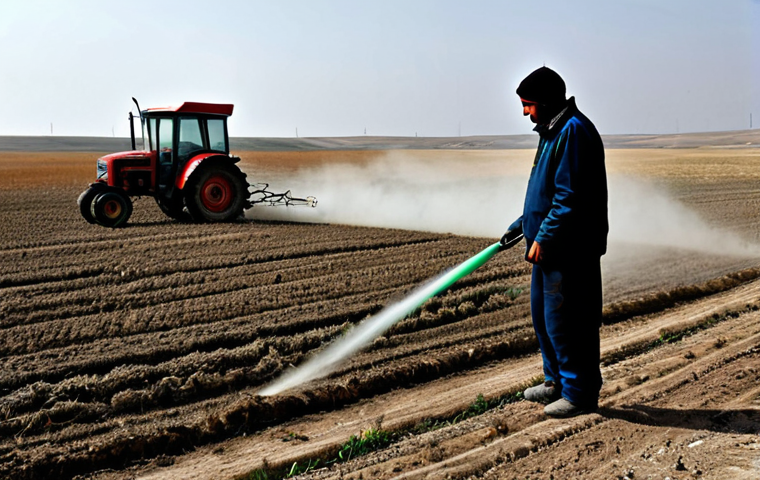 Pesticide Impact**
A desolate field in Anatolia, Turkey. Withered crops and a few dead insects are scattered across the barren land. In the background, a farmer in simple, modest clothing sprays pesticides from a tractor. The sky is a hazy grey. Emphasis on the emptiness and loss of biodiversity. Include the following safety phrases: "safe for work," "appropriate content," "fully clothed," "professional depiction", "modest." Perfect anatomy, correct proportions, natural pose. High quality.
**