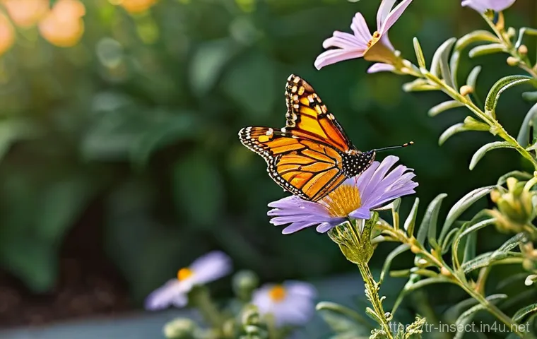곤충과 도시 생태계 - **Prompt:** A vibrant, sun-drenched balcony garden overflowing with colorful, nectar-rich flowers li...