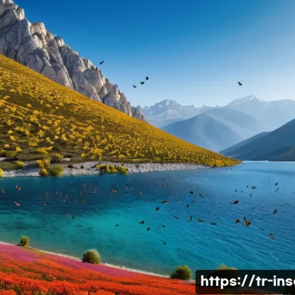 곤충의 이동 패턴 연구 - **Awe-Inspiring Migration Over the Taurus Mountains:** A stunning panoramic view of a massive flock ...